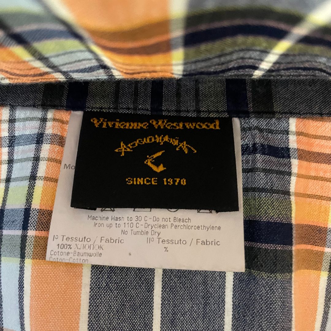 Vivienne Westwood "Anglomania" oranje en grijze geruite rok S/M