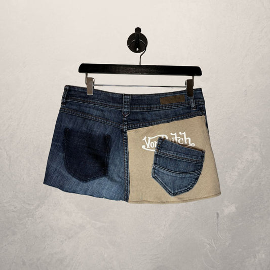 Von Dutch blue denim upcycled skirt OS- By WNDYdesign