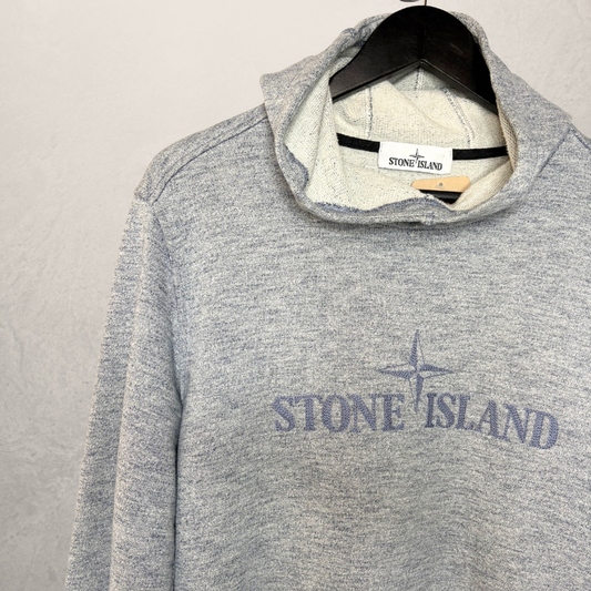 Stone Island lichtgrijze 100% katoenen hoodie L