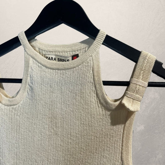 Zara SRPLS crème gebreid tanktopje S