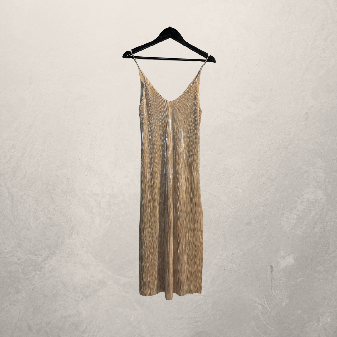 Zara gouden bandjes geplooide jurk S