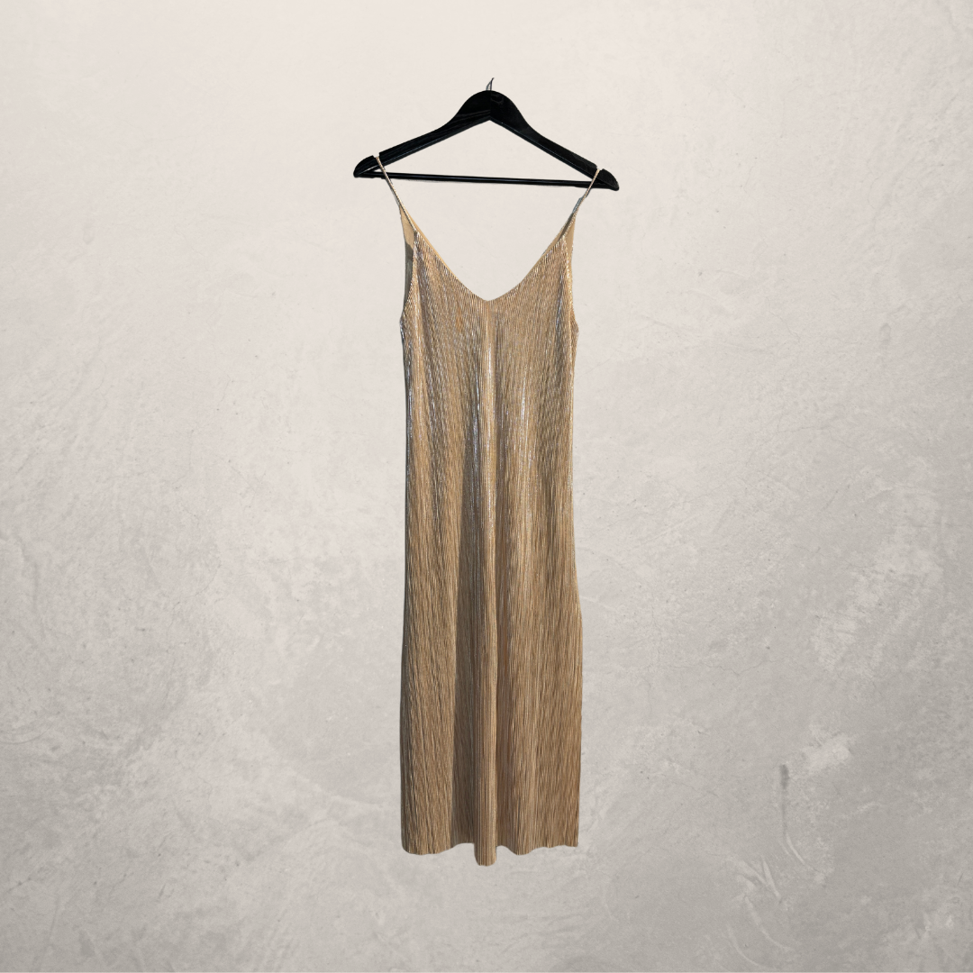 Zara gouden bandjes geplooide jurk S