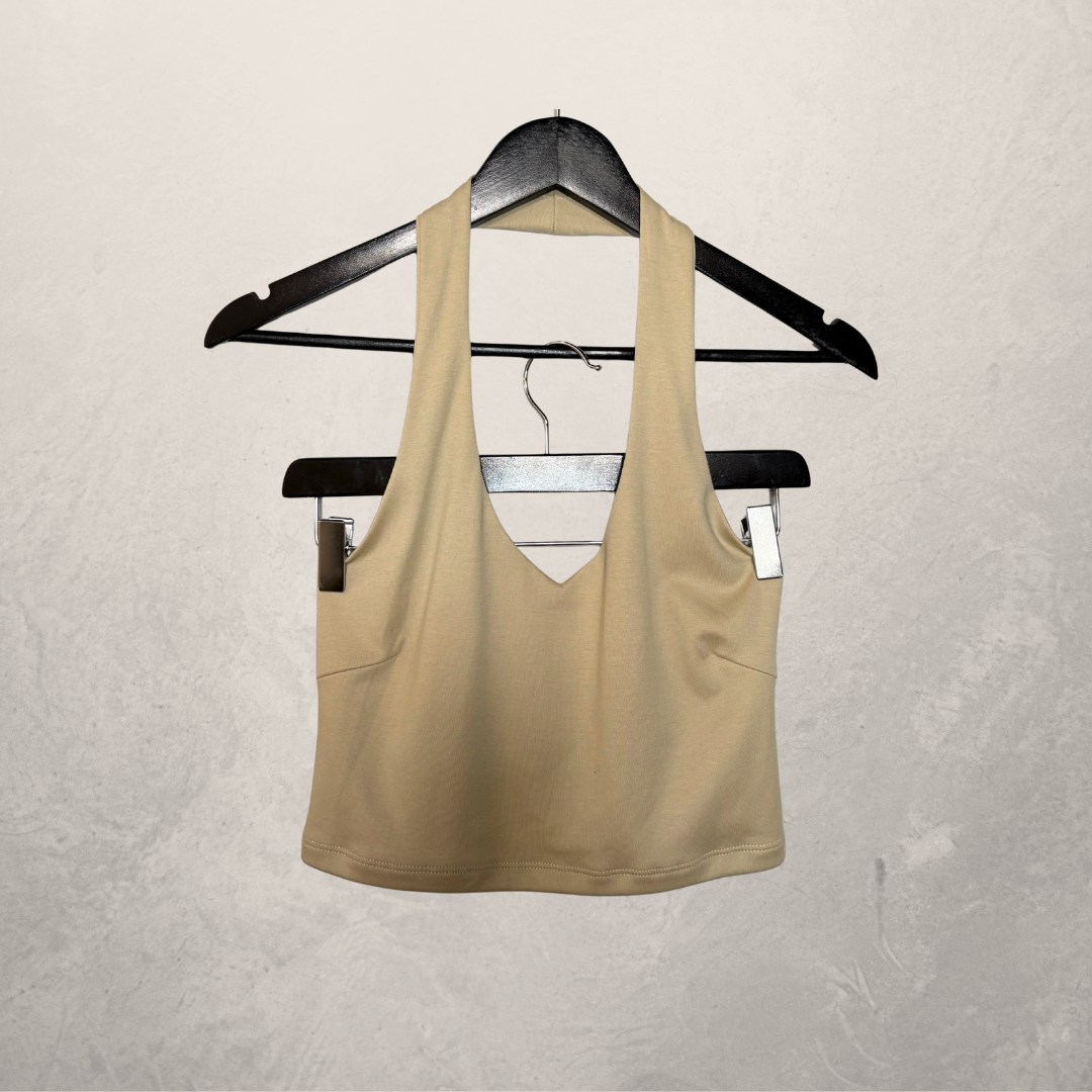 Zina halterneck 100% cotton beige S - by SESE