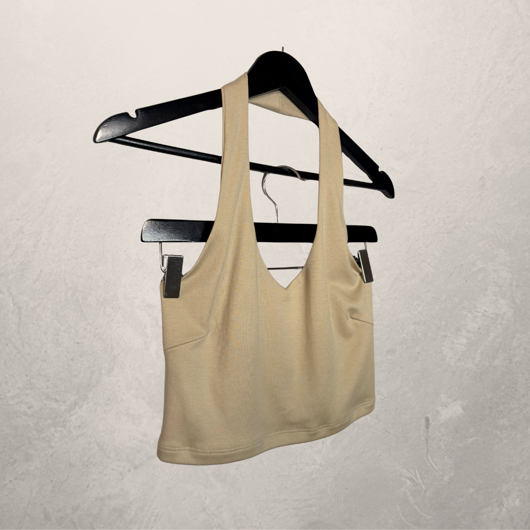 Zina halterneck 100% cotton beige S - by SESE