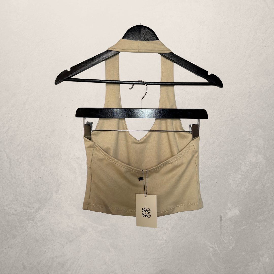 Zina halterneck 100% cotton beige S - by SESE