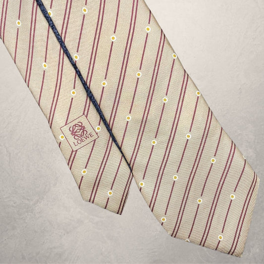 Vintage Loewe beige stripped tie