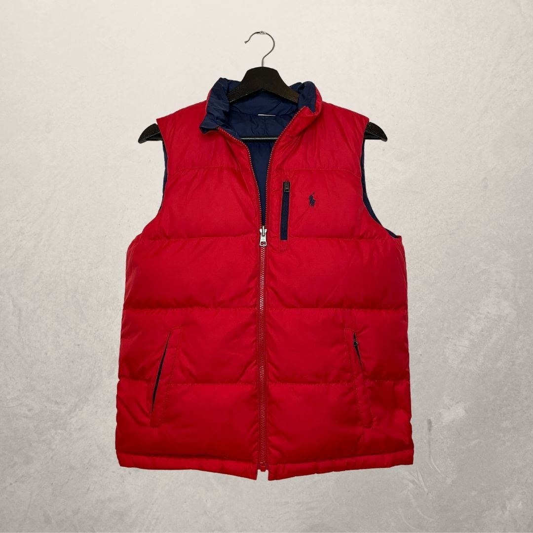 VINTAGE RALPH LAUREN down feather reversible puffer polo vest SIZE XS