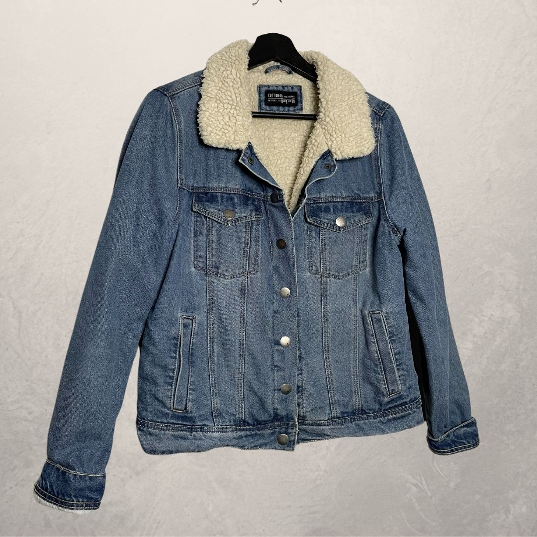 COTTON ON denim teddy jacket SIZE MEDIUM