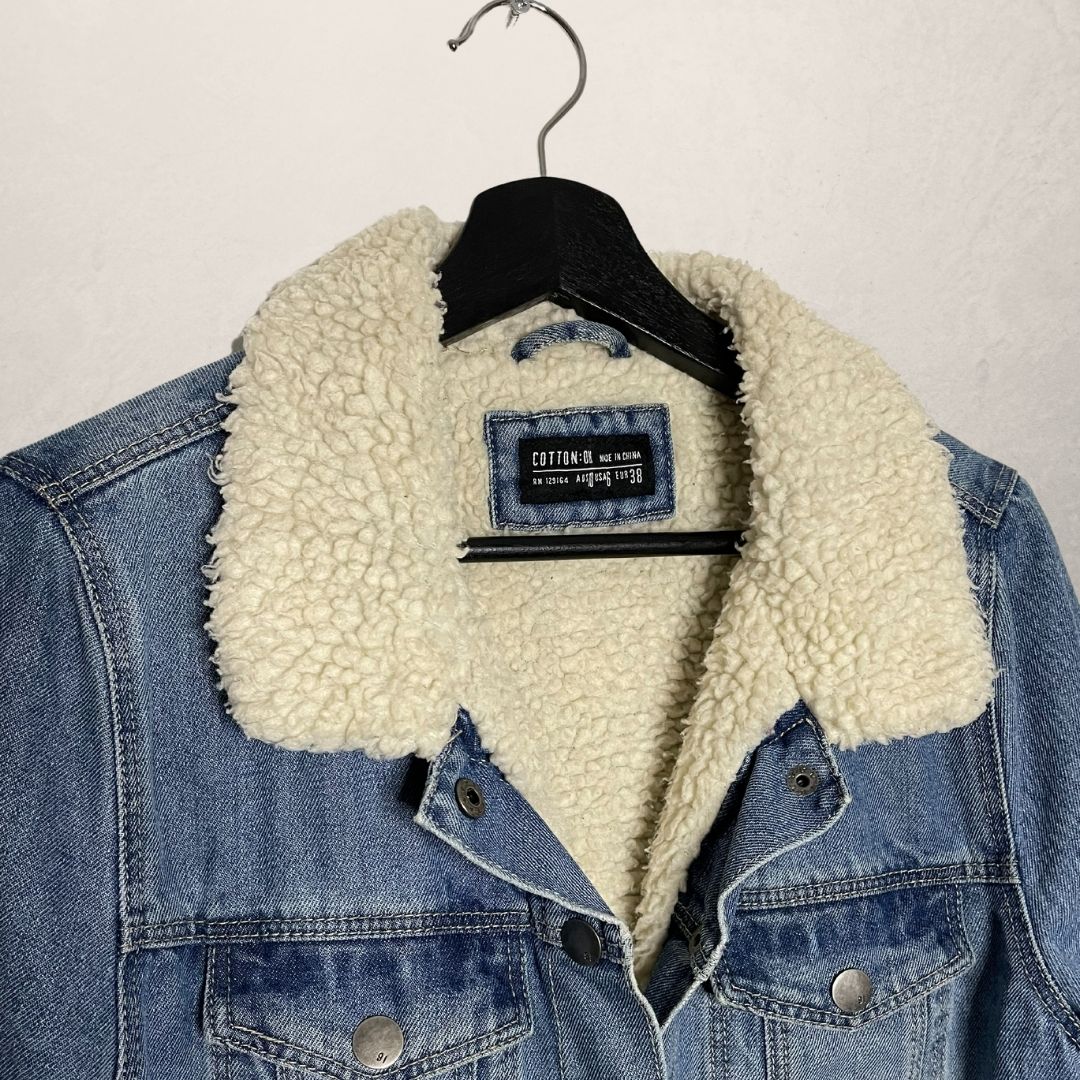 COTTON ON denim teddy jacket SIZE MEDIUM