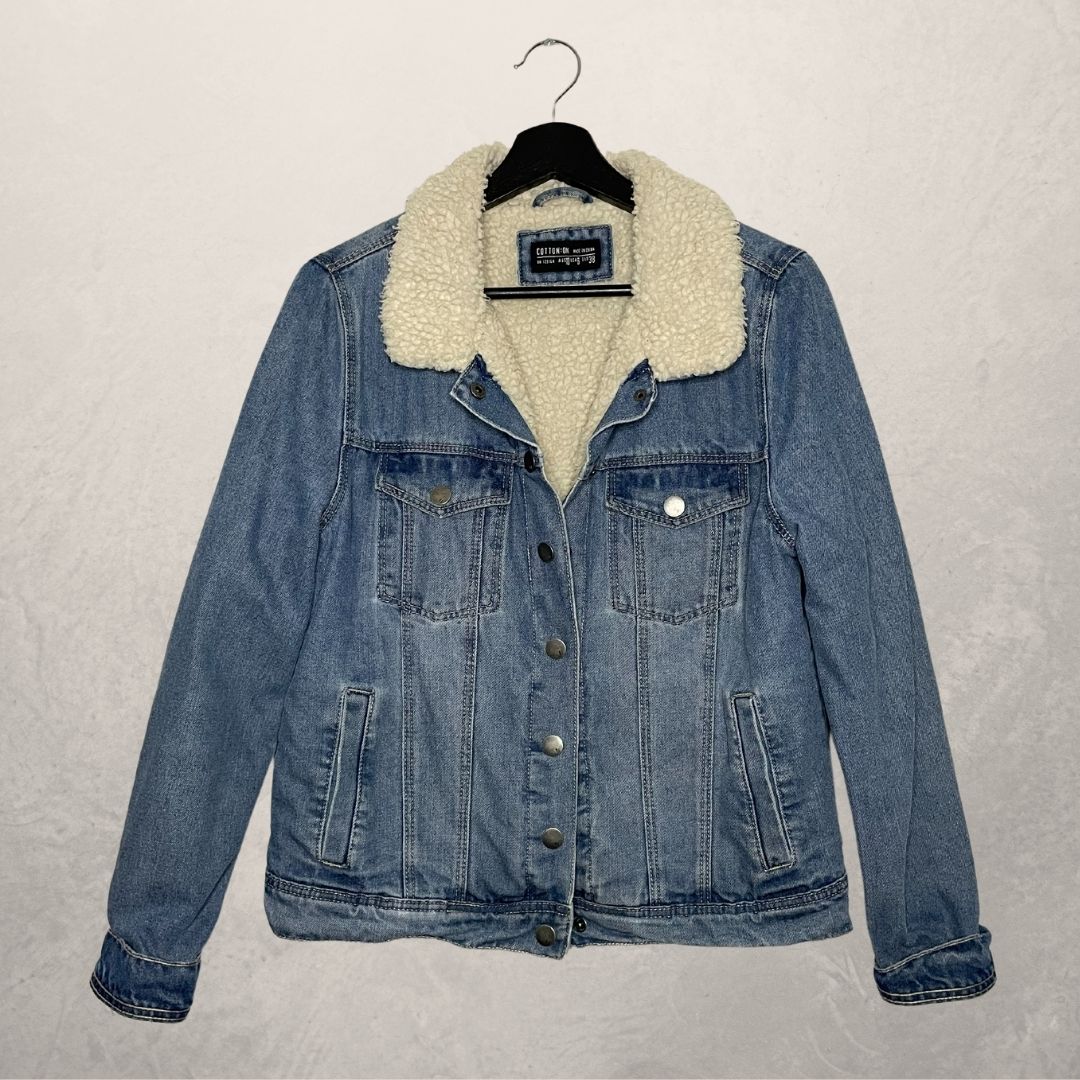 COTTON ON denim teddy jacket SIZE MEDIUM