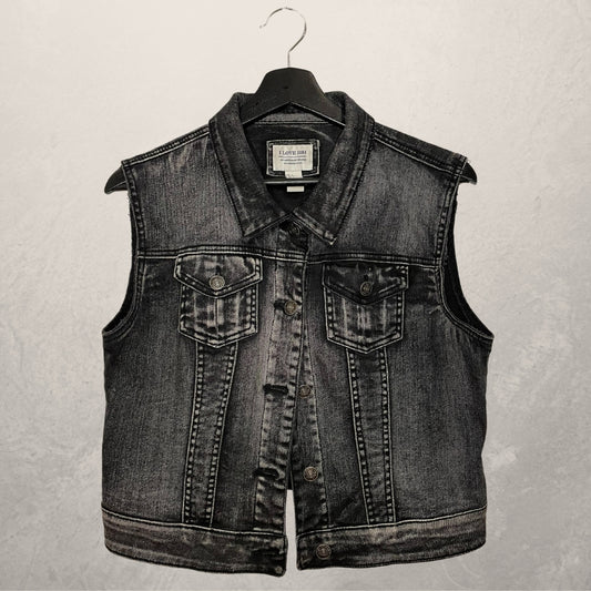 I LOVE H81 zwart vervaagd denim vest MAAT GROOT