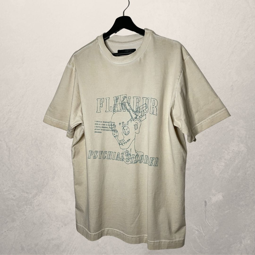 FLANEUR beige grafisch t-shirt MAAT XL