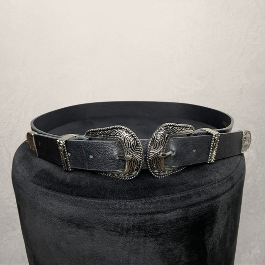 Black silver double buckle belt SIZE 75cm