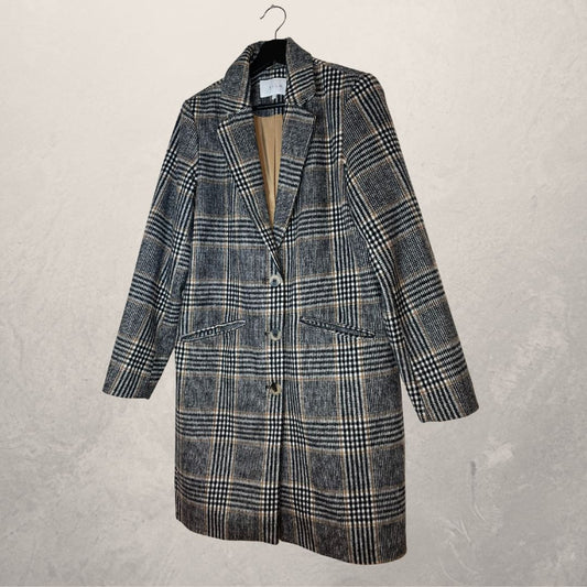 VILA taupe tartan pea coat SIZE 38