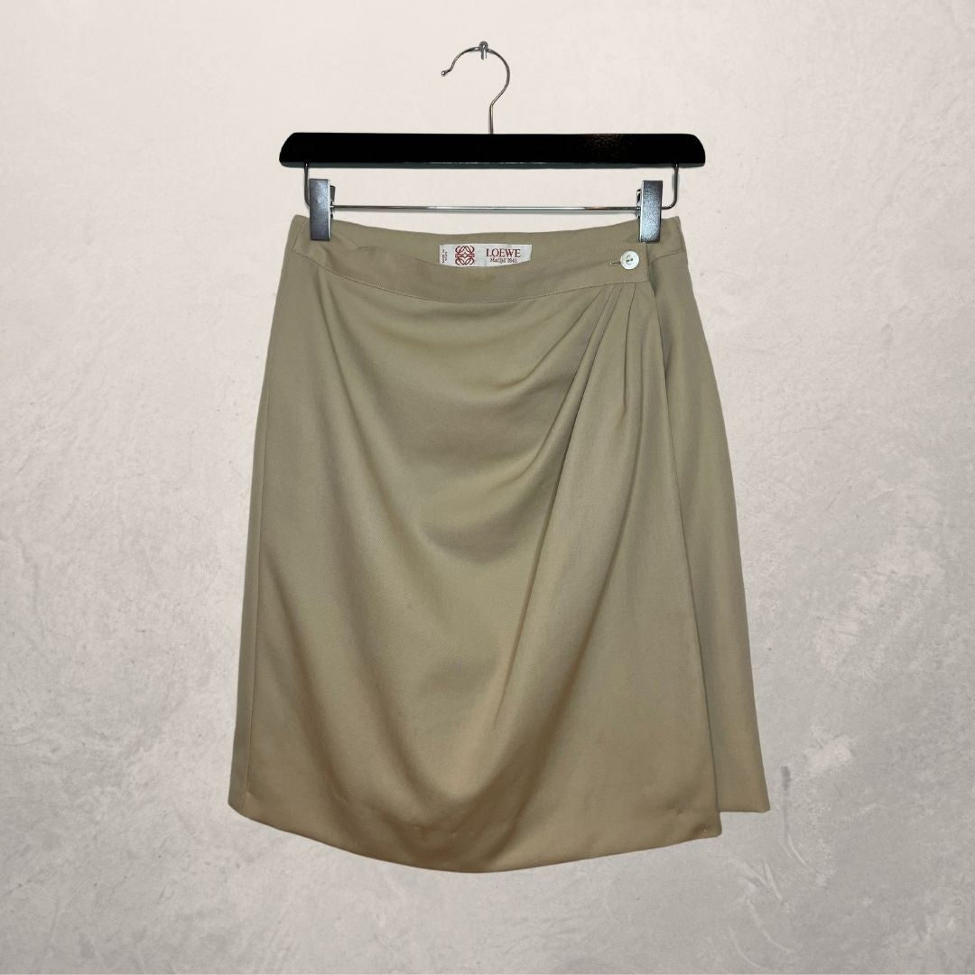 LOEWE beige wool wrap skirt SIZE 38 