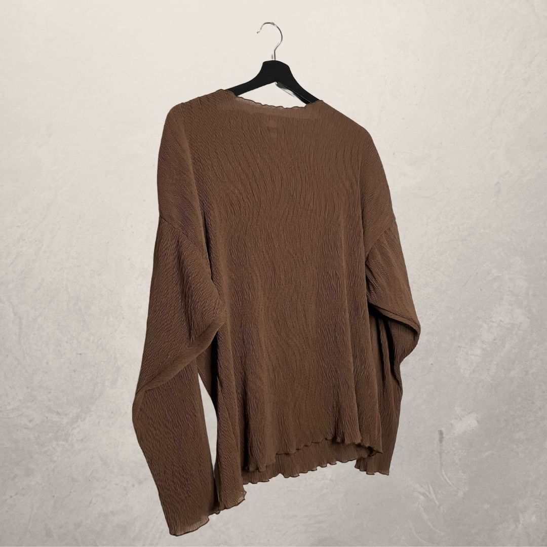 ARKET brown sheer long sleeve top SIZE XL