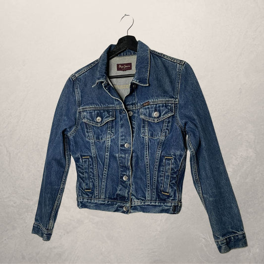 PEPE JEANS cropped fitted denim jacket SIZE M