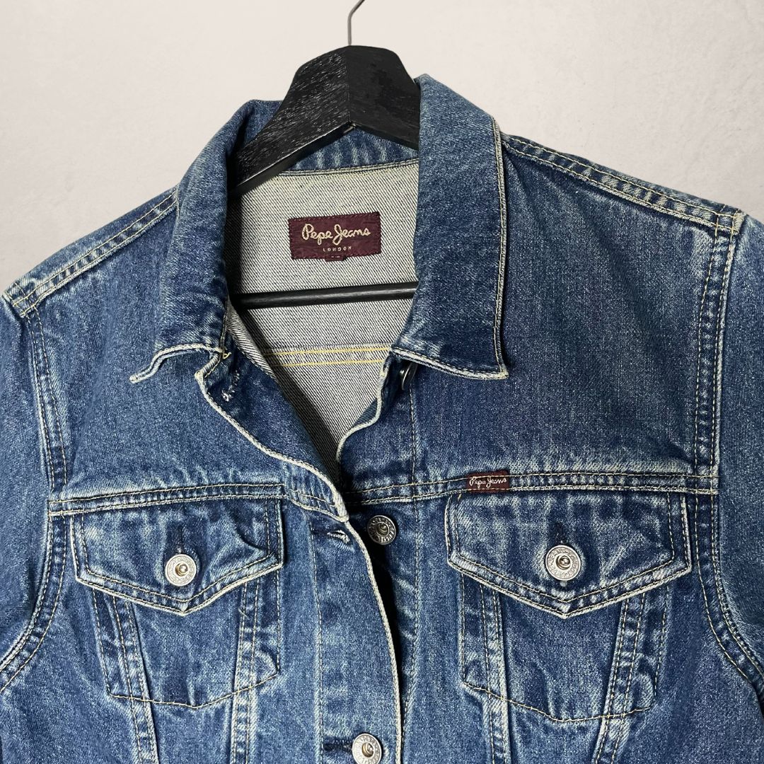 PEPE JEANS cropped fitted denim jacket SIZE M