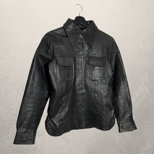 VINTAGE black leather jacket SIZE SMALL