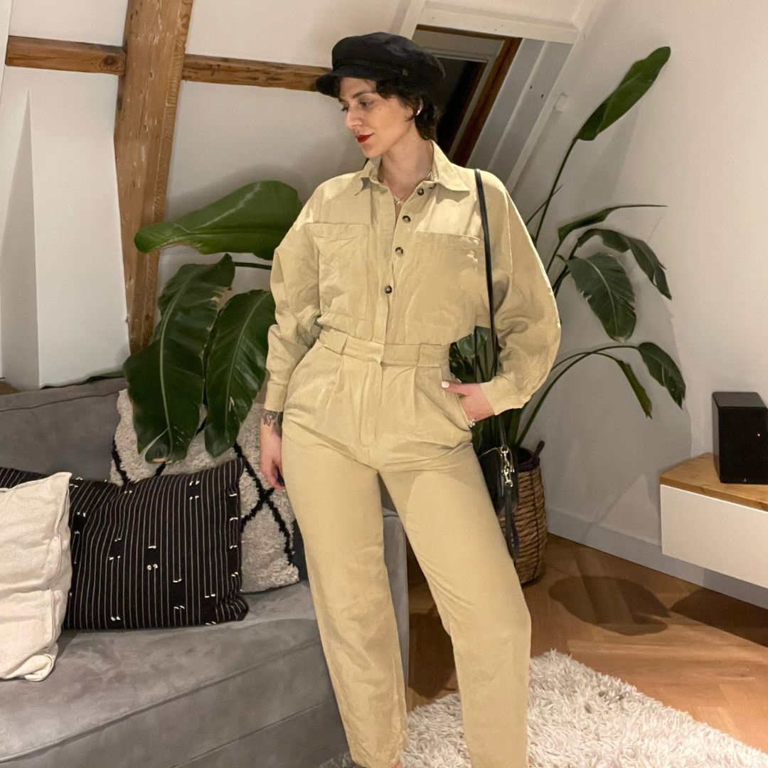 MASSIMO DUTTI tan cargo jumpsuit SIZE SMALL