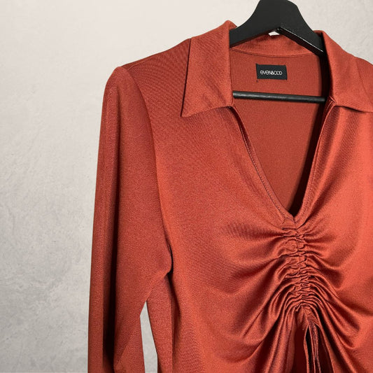 even & odd orange long sleeve cropped top size xl 